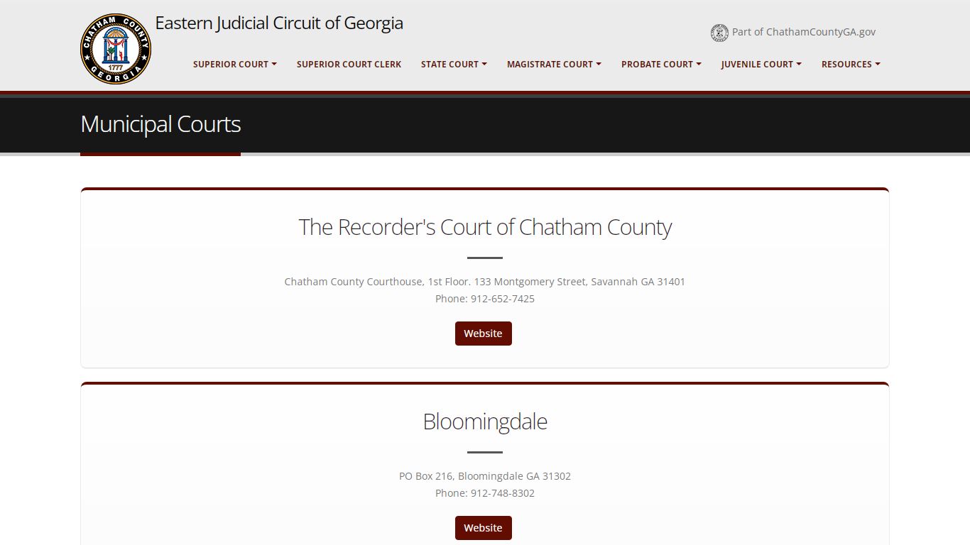 Chatham County, GA - Court System - Municipal Courts